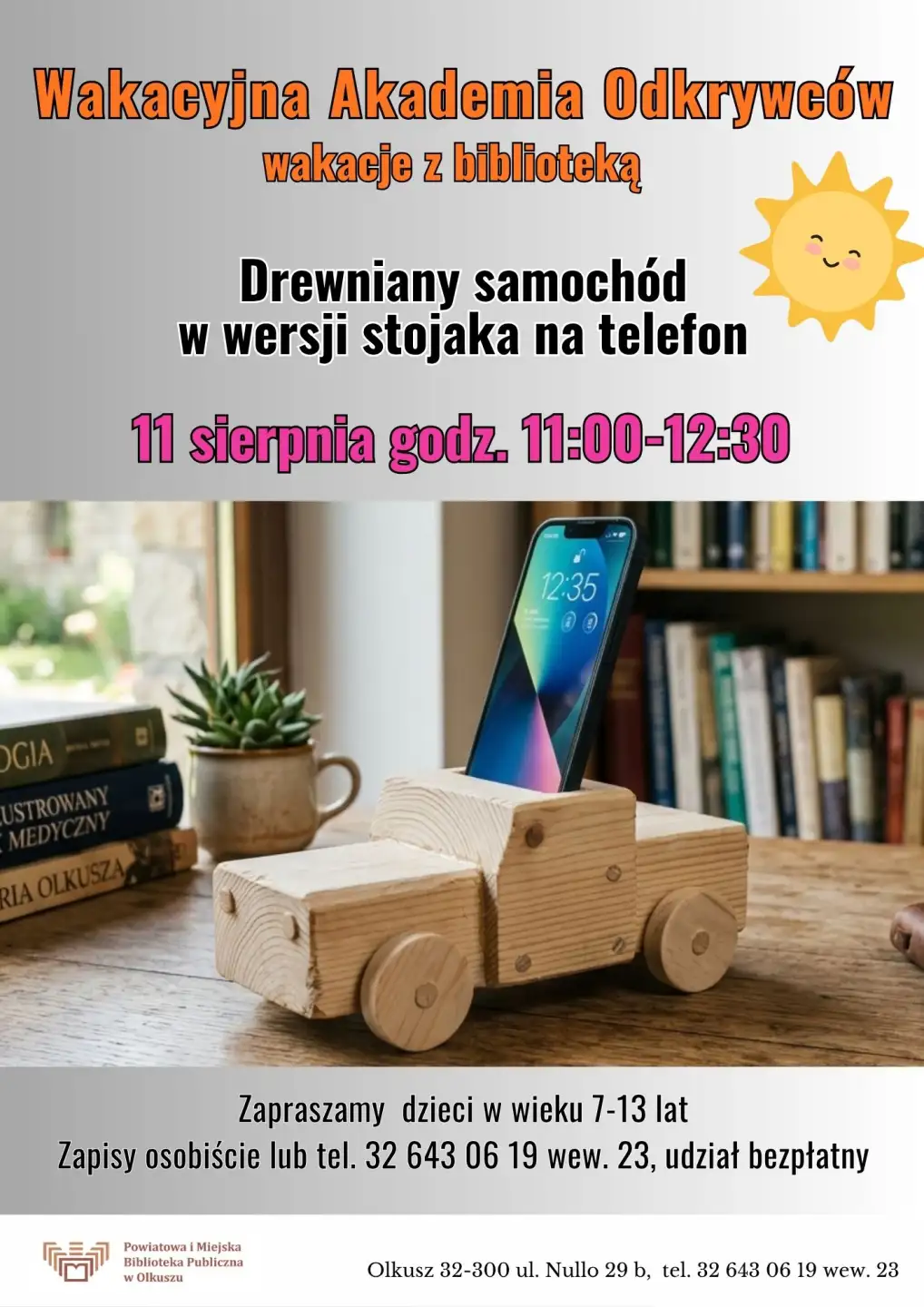 DREWNIANY SAMOCHÓD STOJAK NA TELEFON