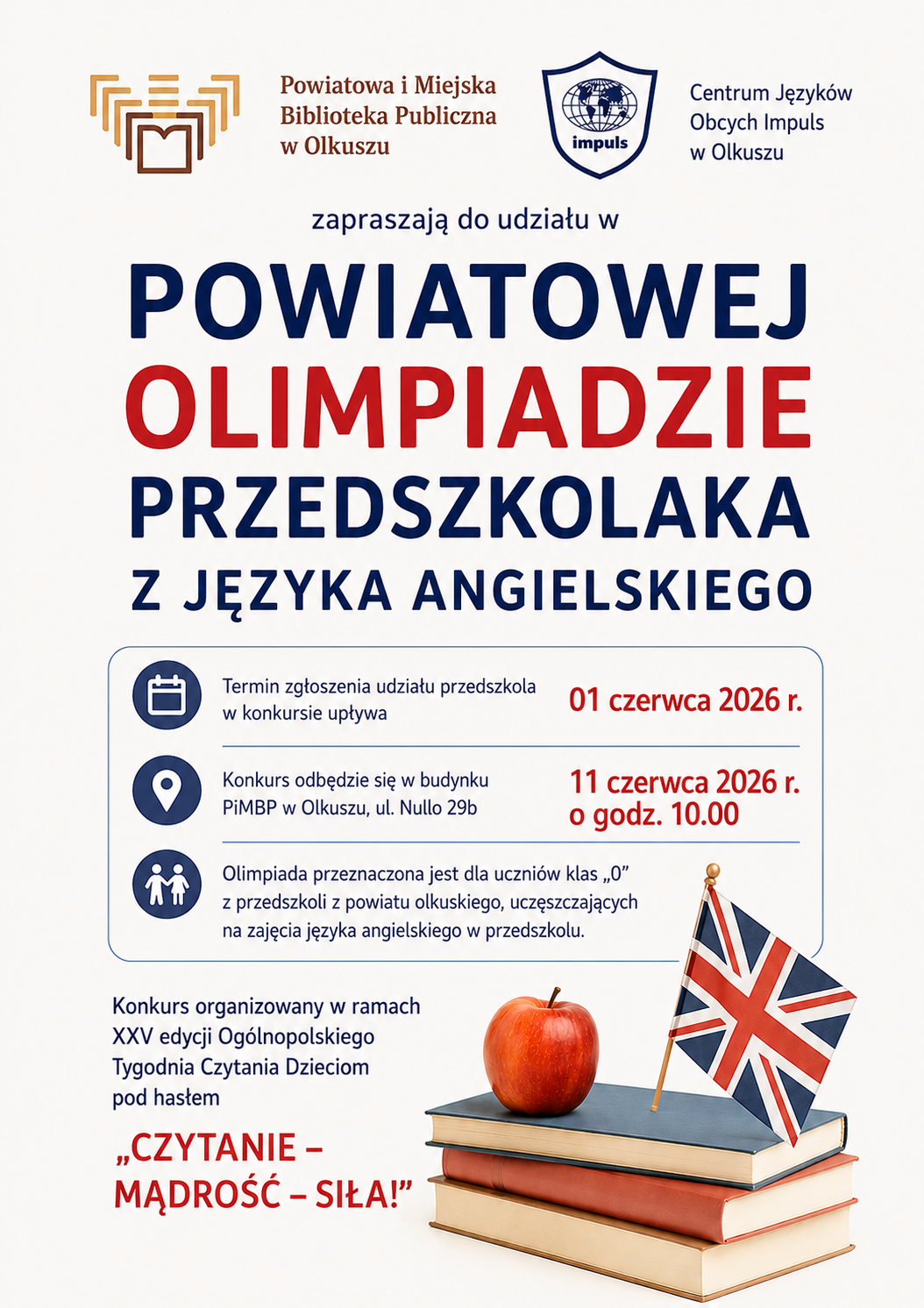 POWIATOWA OLIMPIADA PRZEDSZKOLAKA Z JĘZYKA ANGIELSKIEGO