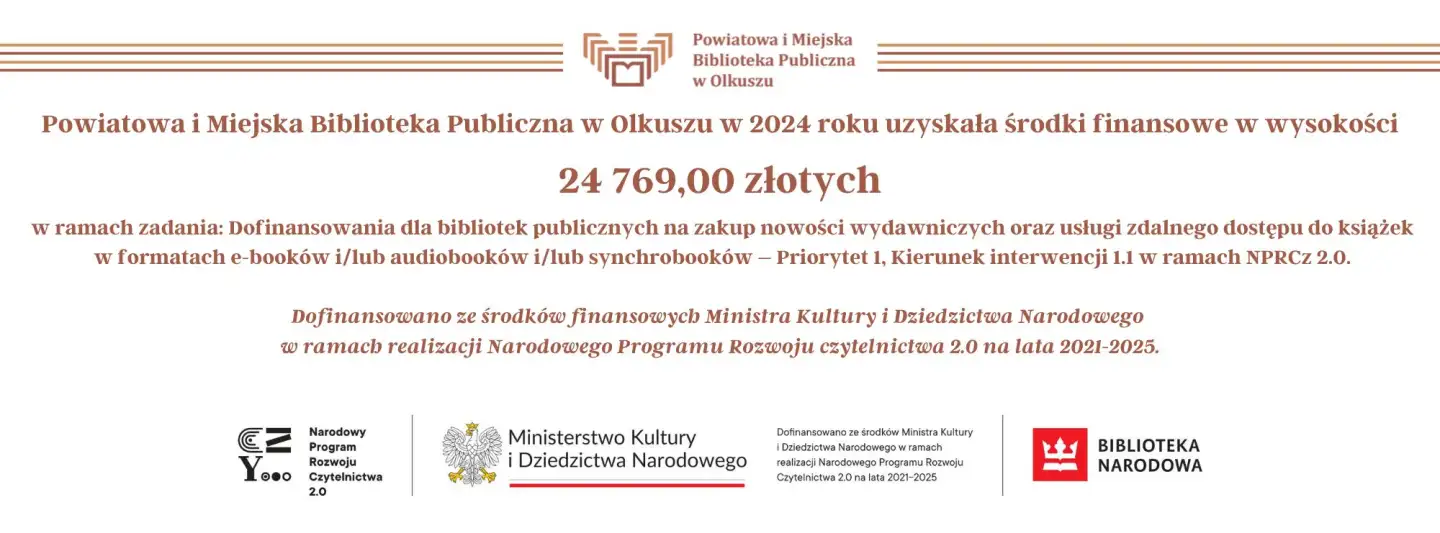 Dofinansowanie w ramach Narodowego Programu Rozwoju Czytelnictwa 2.0 na lata 2021-2025