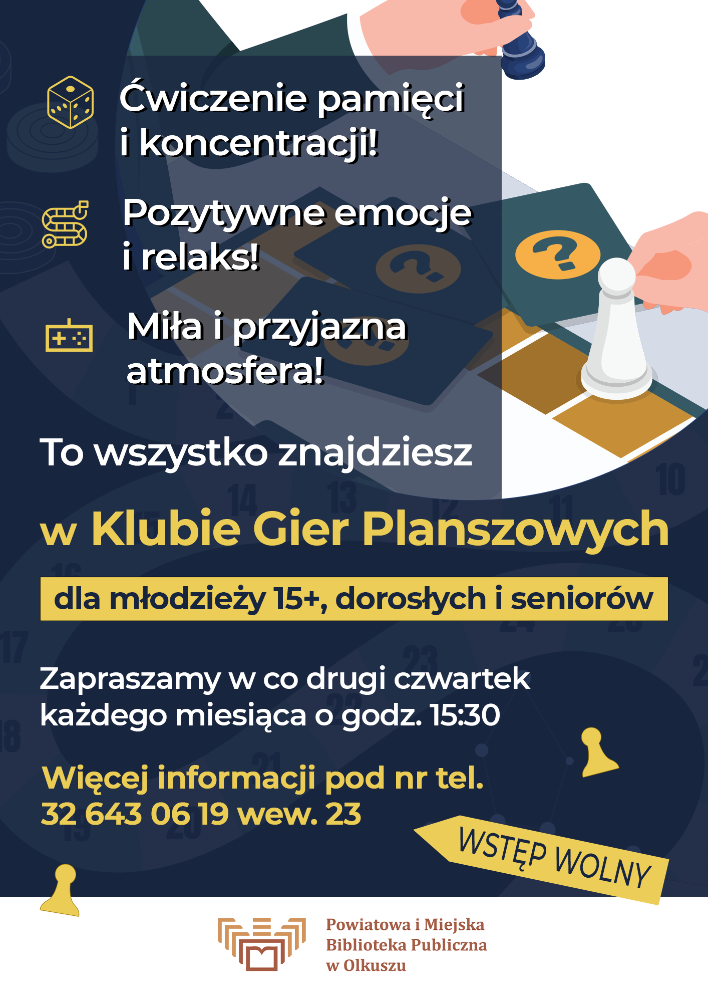 KLUB GIER PLANSZOWYCH DLA MŁODZIEŻY 15+, DOROSŁYCH I SENIORÓW 60+